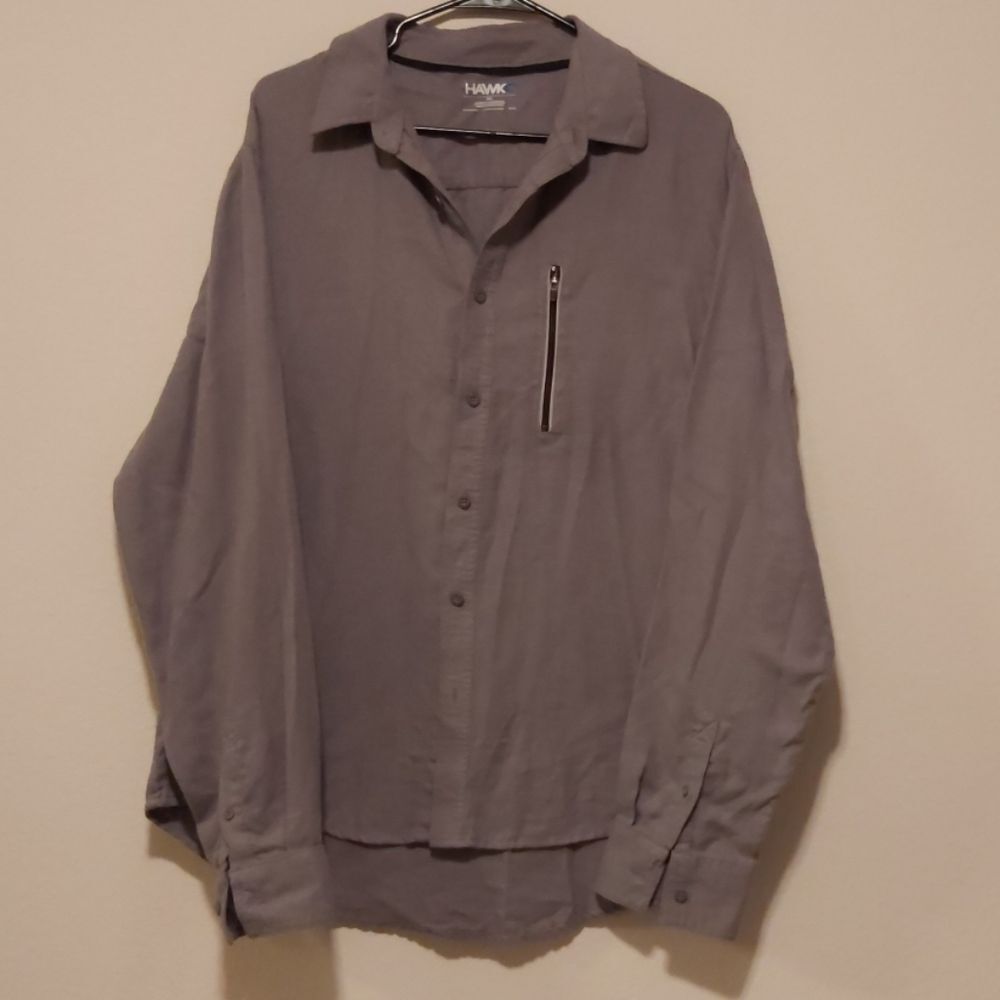 Vintage Tony Hawk Grey Button Up Shirt XL Long Sleeve Pocket Skater Skateboard